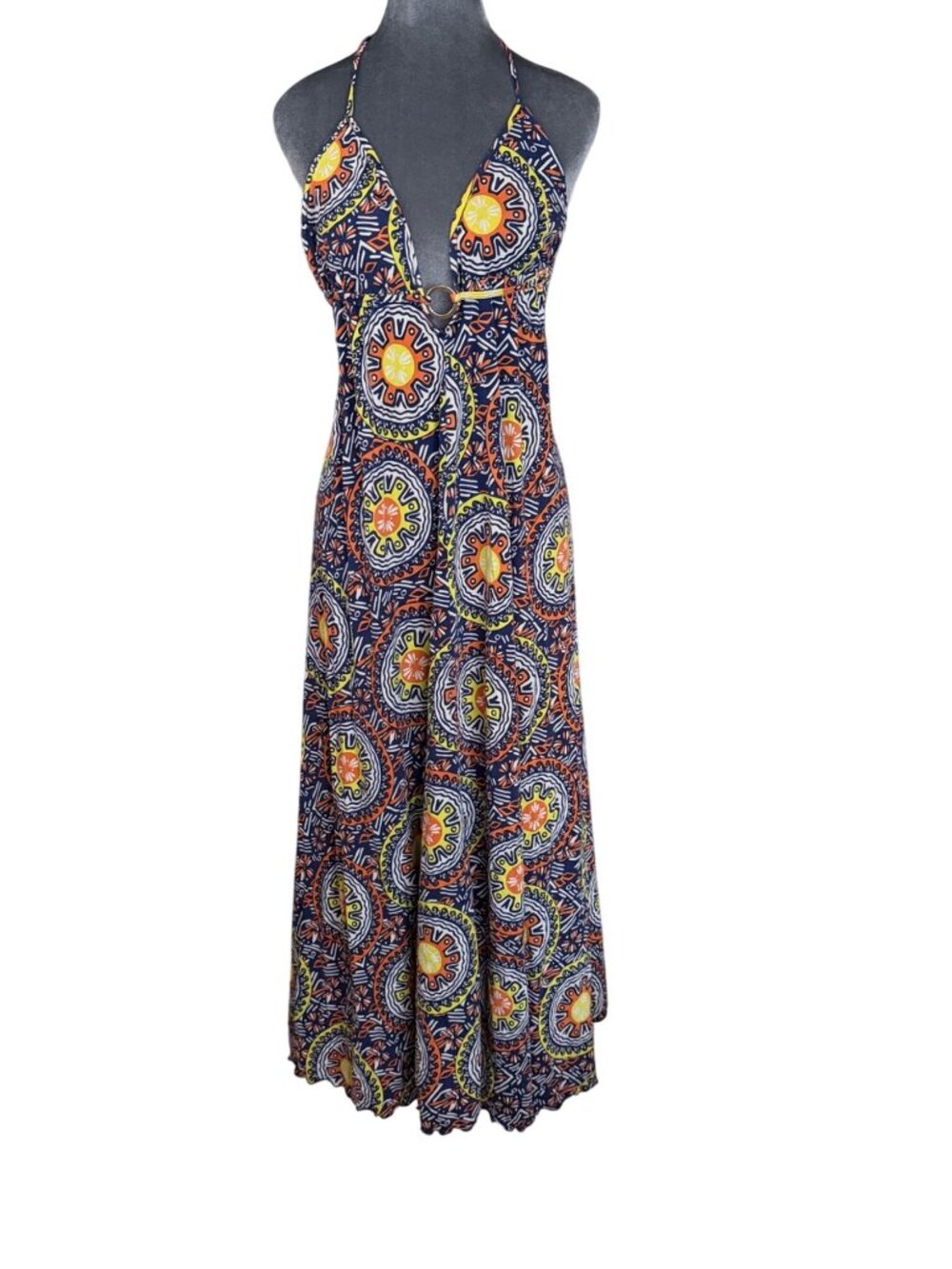 Karina Grimaldi Silk Jersey Halter Maxi Dress Made In USA - Picture 1 of 5